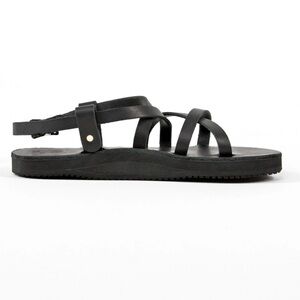 Kiwi Black Strappy Flat Sandals